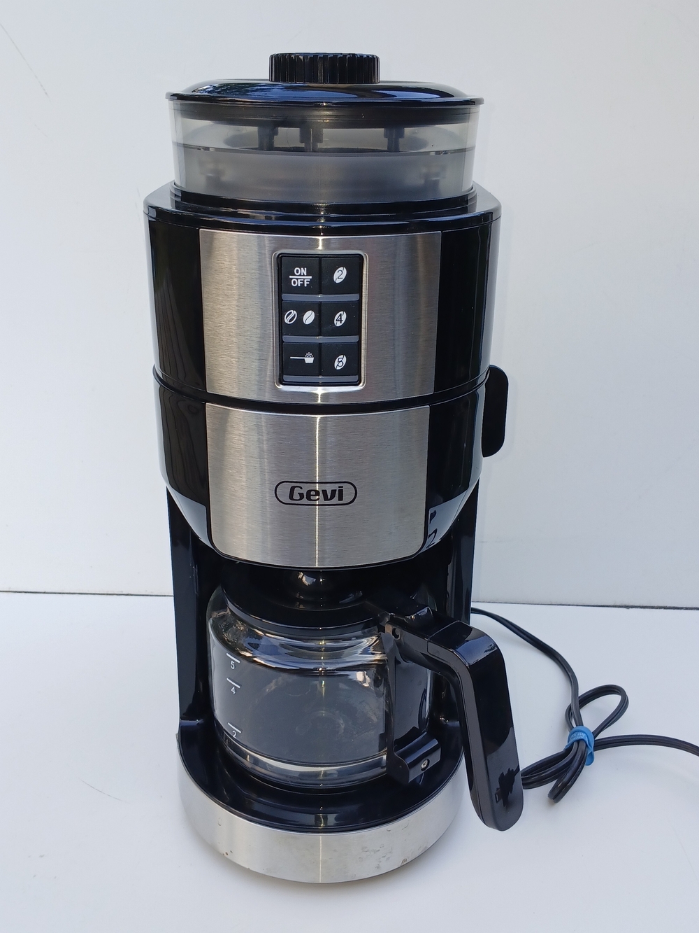 GEVI Black and Stainless Steel Coffee Maker with Built-In Grinder